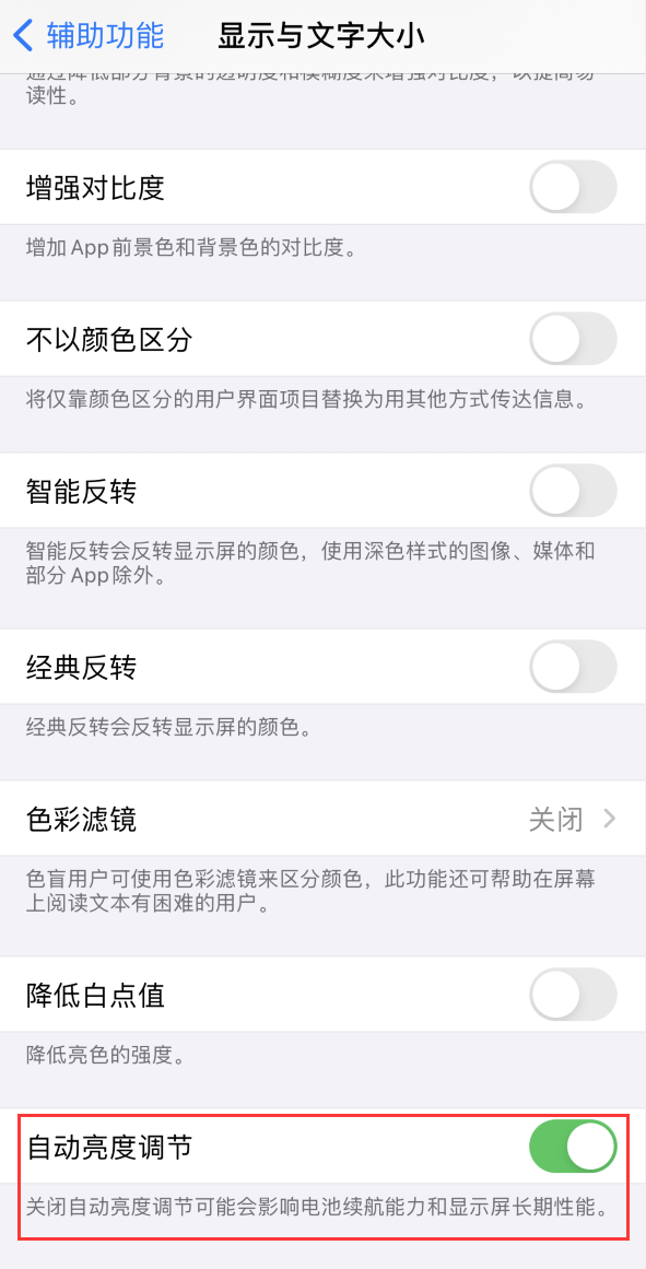通川苹果手机维修分享iPhone 自动亮度调节失灵怎么办 